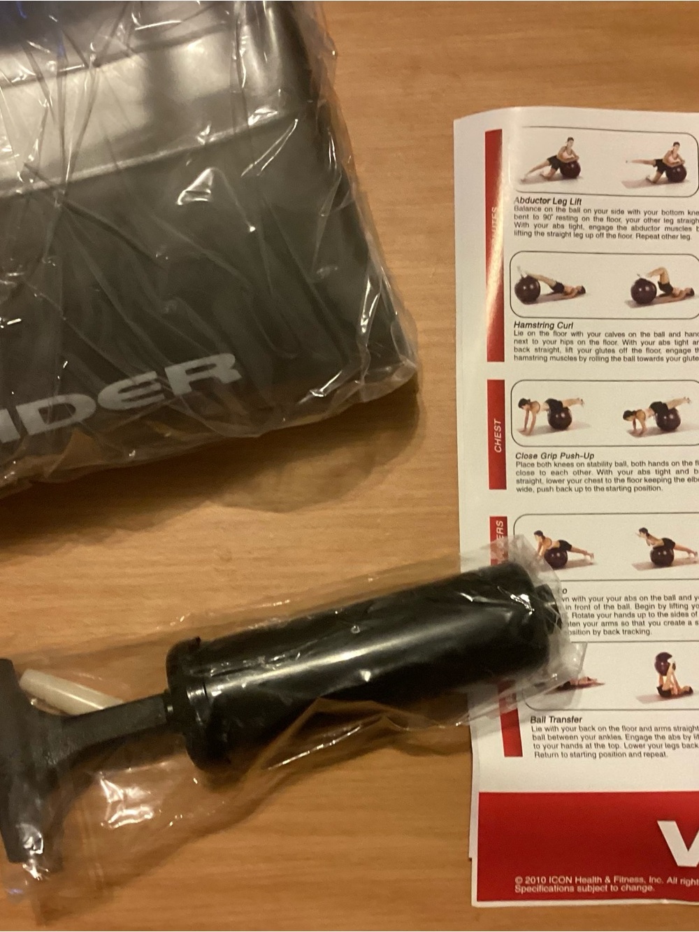 Fitness Ball Weider 65 cm latex free with pump - Picture 4 of 6